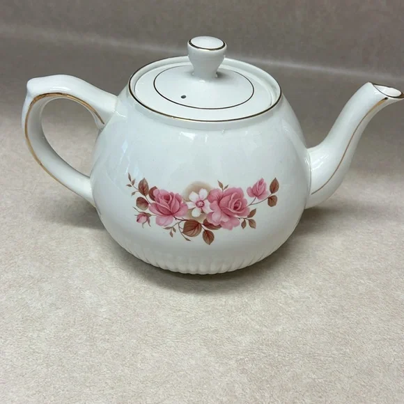Floral White Teapot with Pink Roses - Picture 3 of 5